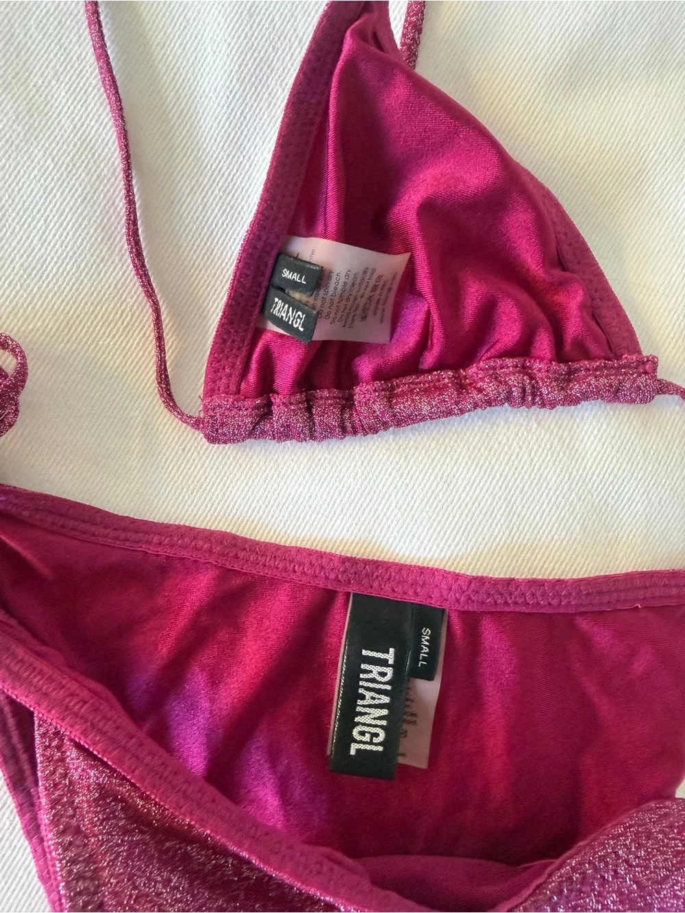 TRIANGL swimwear Shimmery Maroon Tie Triangle Bikini